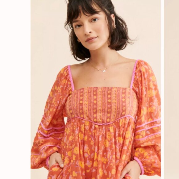 Free People Babydoll Dress Endless Afternoon Floral Mini Boho  Size M NWT - Picture 6 of 14